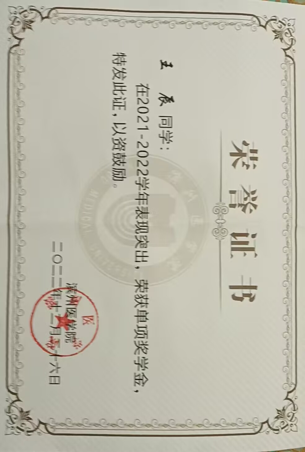 单项奖学金